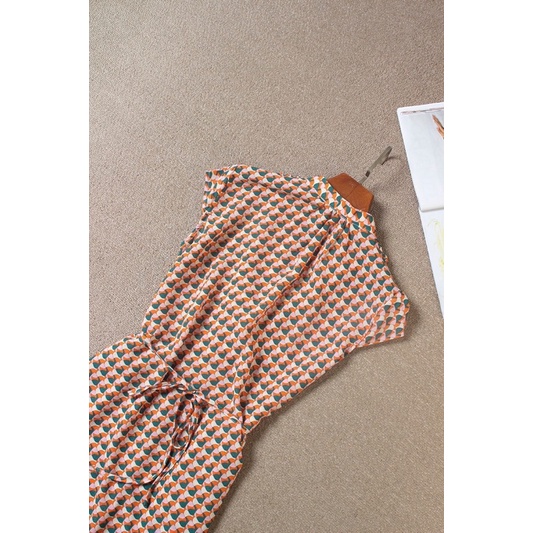 Đầm xoè thắt eo tay ngắn cổ tim thương hiệu Dior CD cao cấp