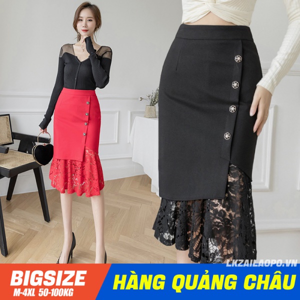 BIGSIZE (S-5XL) Chân váy nữ công sở lưng cao dáng ôm phối ren quyến rũ thời trang Phong cách Hàn Quốc - Chân váy nữ bút chì cạp cao - quảng châu cao cấp