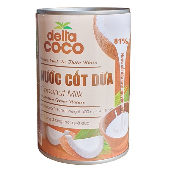 Nước Cốt Dừa Bến Tre Delta Coco 400ml