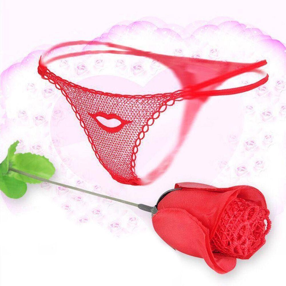 Quần Lót Lọt Khe Phối Ren Hoa Hồng WMES15H Làm Quà Valentines Cho Nữ