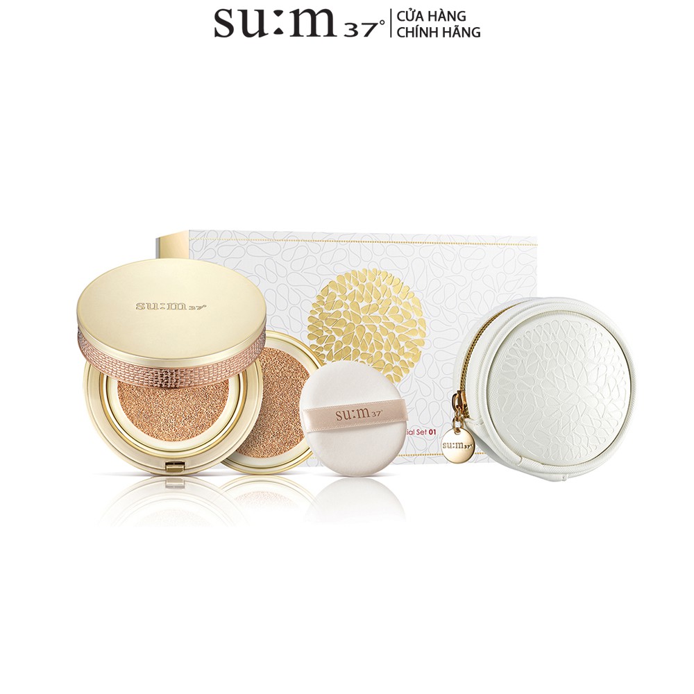 [Tặng Ví da + thêm lõi refill 15g] Phấn nước chứa dưỡng chất nước thần Su:m37 Secret Essence Cushion 15g