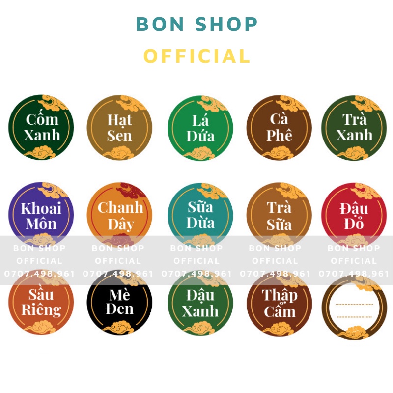 Tem (Sticker) dán nhân bánh Trung Thu Sơn Thuỷ 10 tem/ tờ