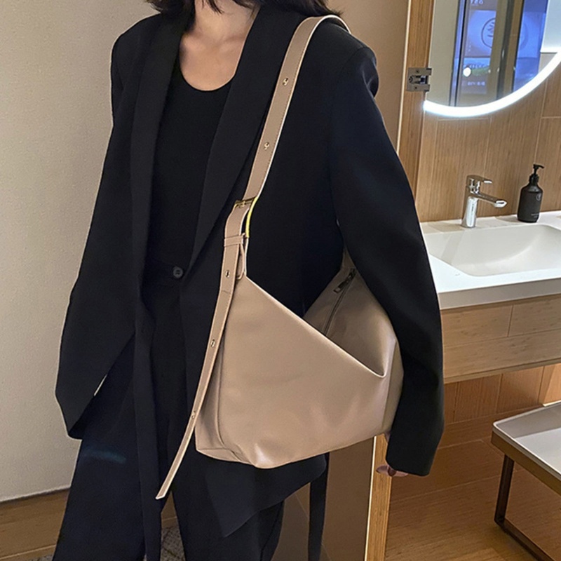 Túi Đeo Chéo Bằng Da PU Màu Trơn Có Khóa Kéo Thời Trang Mùa Đông Dành Cho Nữ