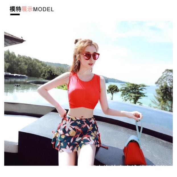 [XẢ KHO+FREE SHIP]  Bộ bơi bikini 3 mảnh áo+váy+quần đùi