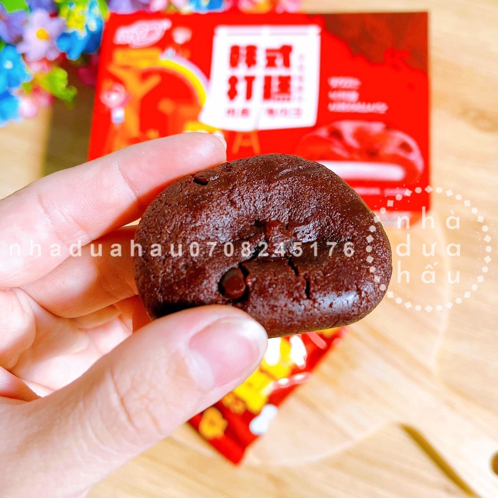 Lẻ một cái bánh qui phủ chocochip nhân mochi dẻo 3 vị hiệu Keraomai Hongkong hộp giấy cute