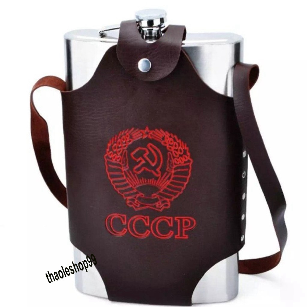 Bình tông CCCP đựng rượu Inox và bao da 3.8L hàng nặng chất lượng, chắc chắn