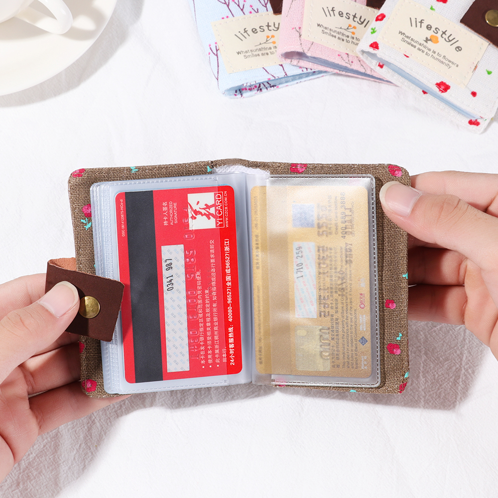 Ví đựng thẻ mini 20 ngăn bằng vải bạt tiện dụng