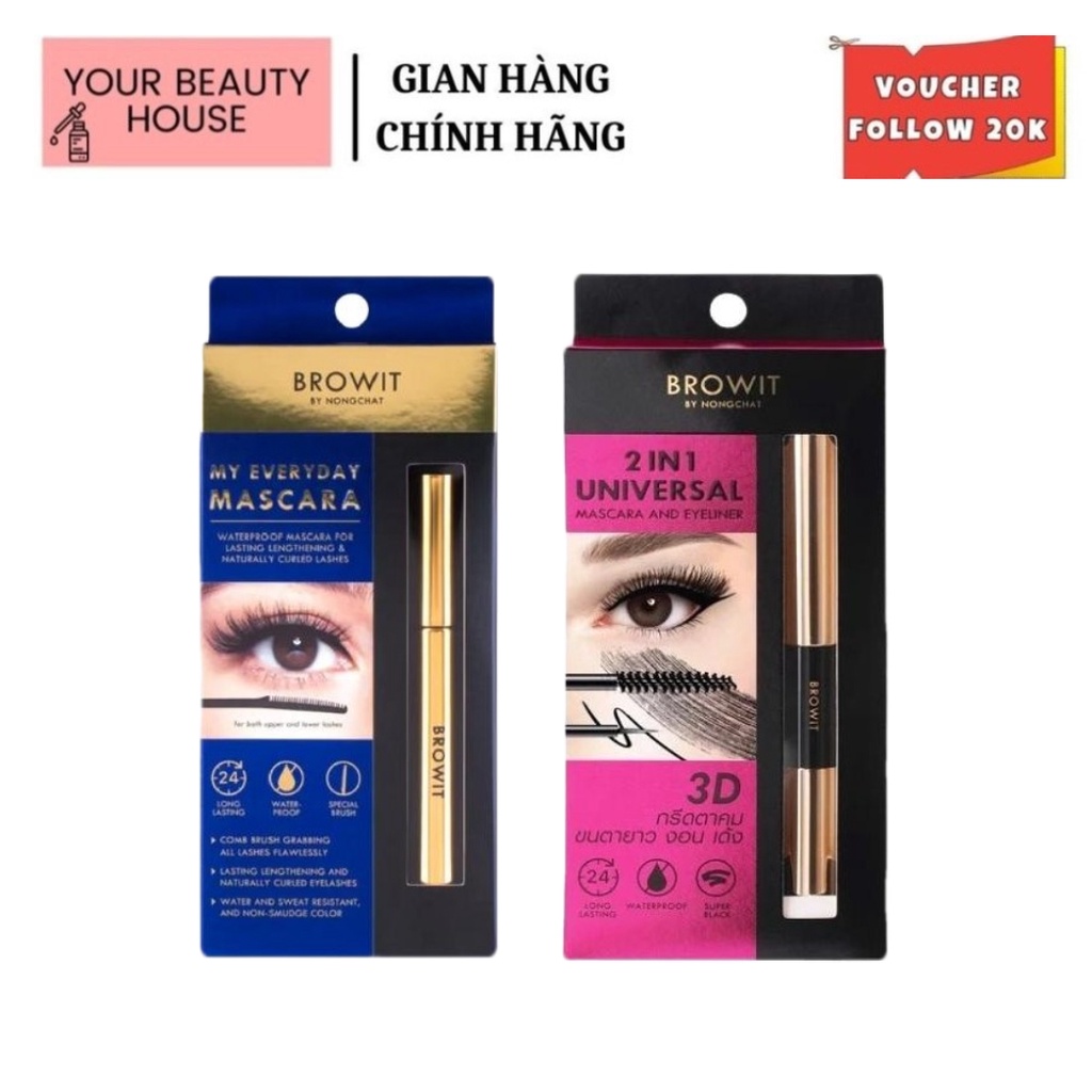 [Browit] Mascara Chống Nước, Dài Cong Mi Nongchat - Thái Lan