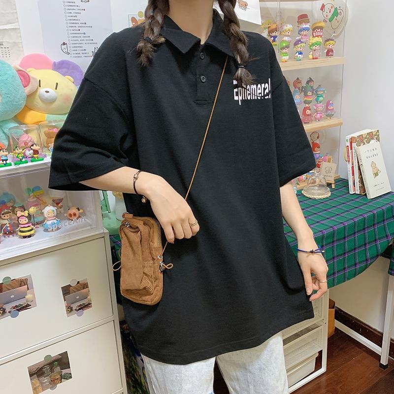 Mới Áo polo Ngắn Tay Dáng Rộng Thời Trang Hàn Quốc Dành Cho Nữ