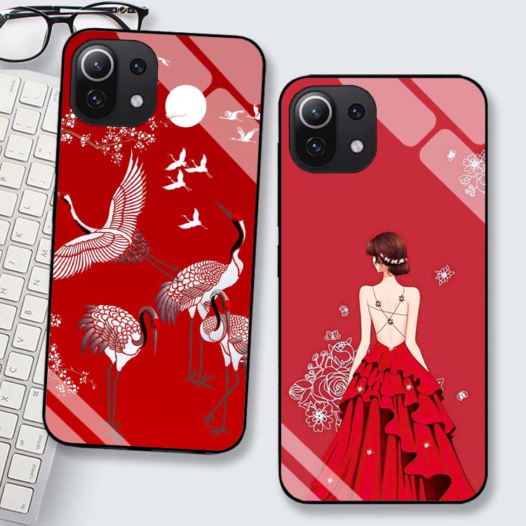 Ốp Lưng Xiaomi Mi 11, Mi 11 Lite Lưng kính cường lực Sang Trọng, Sáng Bóng