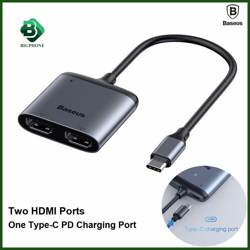 [Mã SKAMA07 giảm 8% đơn 250k]Hub chuyển Baseus Enjoy Series Type C to Dual HDMI 4K + Type C PD intelligent HUB adapter