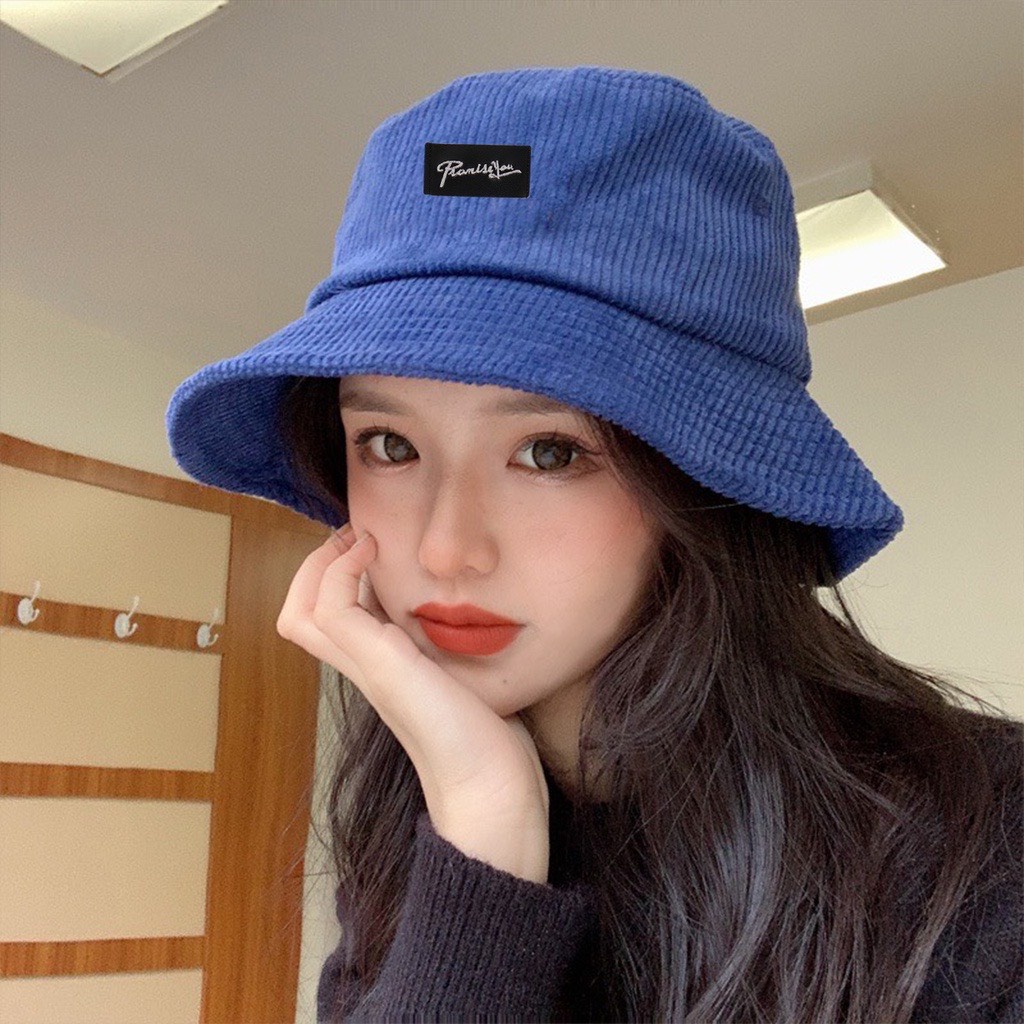 Mũ bucket thêu chữ Promissyou TA Store chất nhung tăm cao cấp form unisex nam nữ