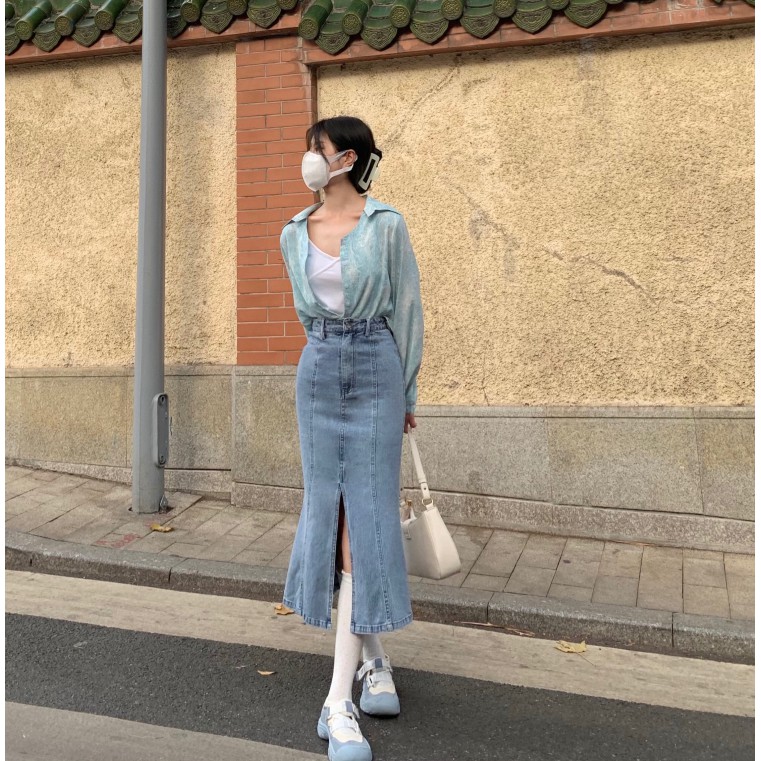 Chân Váy Đuôi Cá Lưng Cao Phong Cách Vintage | BigBuy360 - bigbuy360.vn