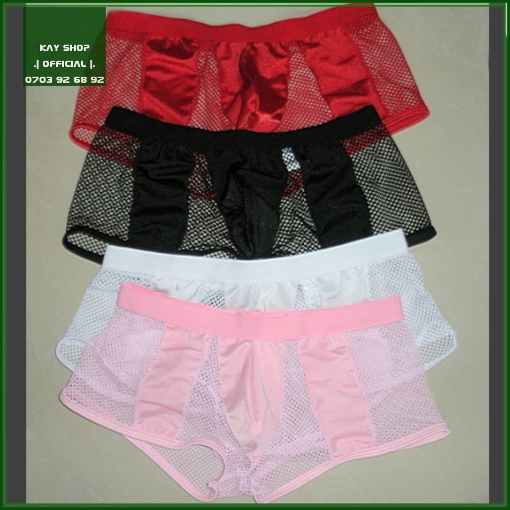 [Freeship đơn 50k - che tên quần lót] Quần lót lưới sexy nam xuyên thấu Boxer khoe mông căng tròn quyến rũ Freesize