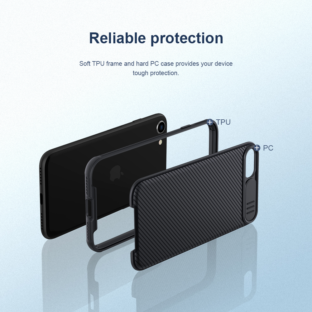 Ốp điện thoại NILLKIN bằng PC cứng có nắp trượt bảo vệ máy ảnh thích hợp cho iPhone SE 2020/ 2022/ 8/ 7