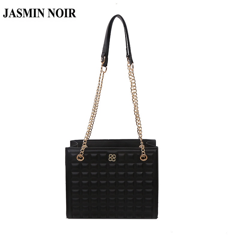 Túi đeo vai JASMIN NOIR hình vuông cỡ lớn phối dây đeo sợi xích thời trang cho nữ
