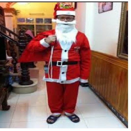 Bộ quần áo ông già Noel hay bộ trang phục noel người lớn [vải nhumg 6 chi tiết]