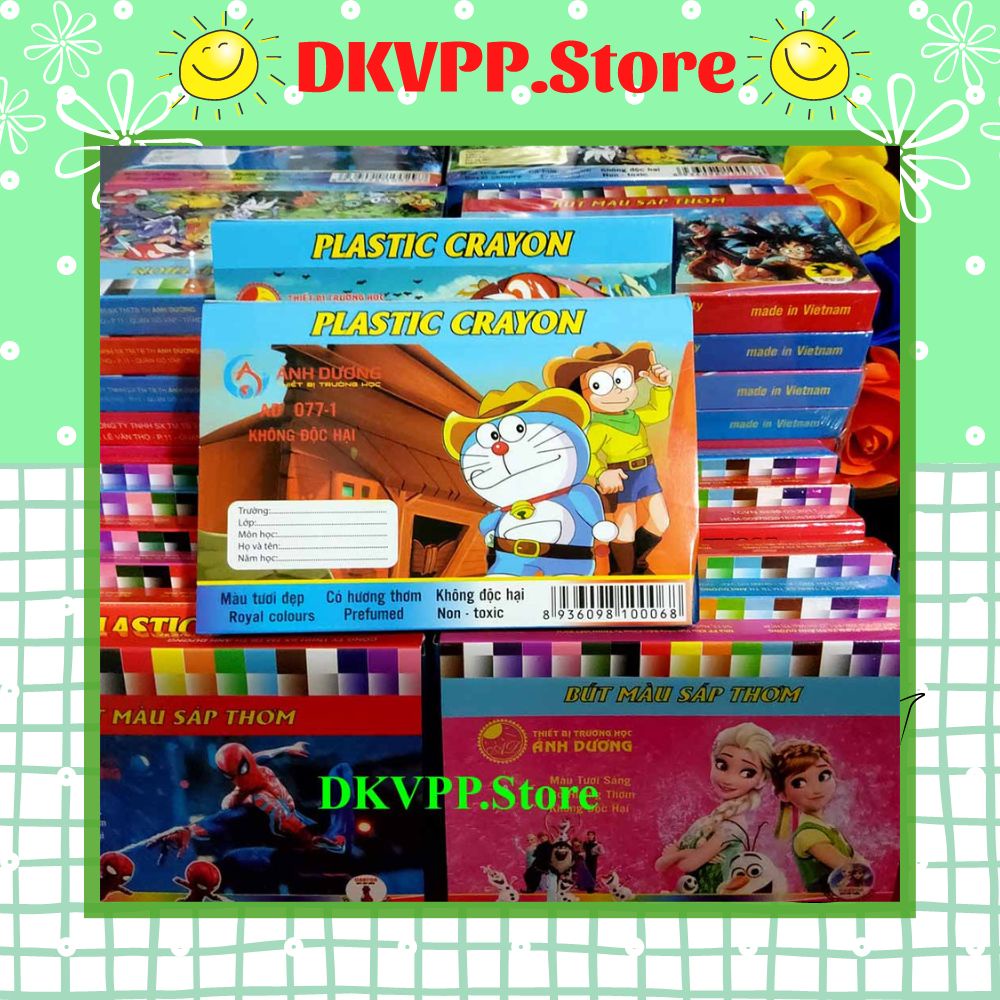 Hộp 12 bút màu sáp thơm Ánh Dương - DKVPP.Store Màu sáp tươi sáng có hương thơm, an toàn không độc hại (Giao ngẫu nhiên)