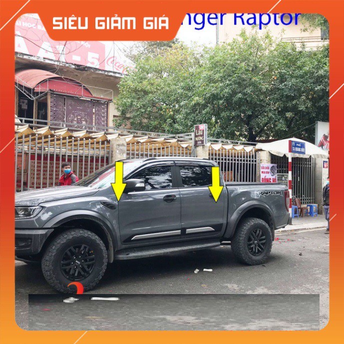 Nẹp sườn thể thao Cho Xe Ford Ranger 2016 đến 2020 mẫu 2 màu đen bạc - xi mờ