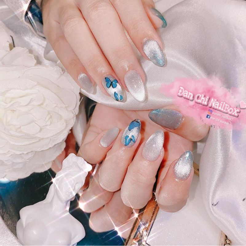 NailBox móng úp thiết kế sẵn Mẫu Mắt Mèo Flash Mix Bướm Siêu Sáng