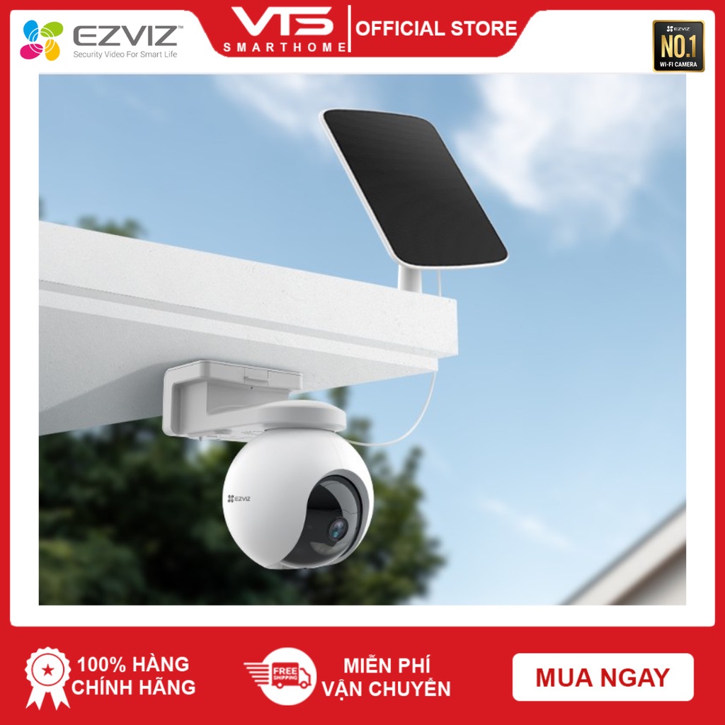Camera WIFI Ngoài trời EZVIZ CB8 3MP 2K, Xoay 360 độ, Dùng Pin 10400mAh, Màu Ban Đêm, Âm Thanh 2Chiều