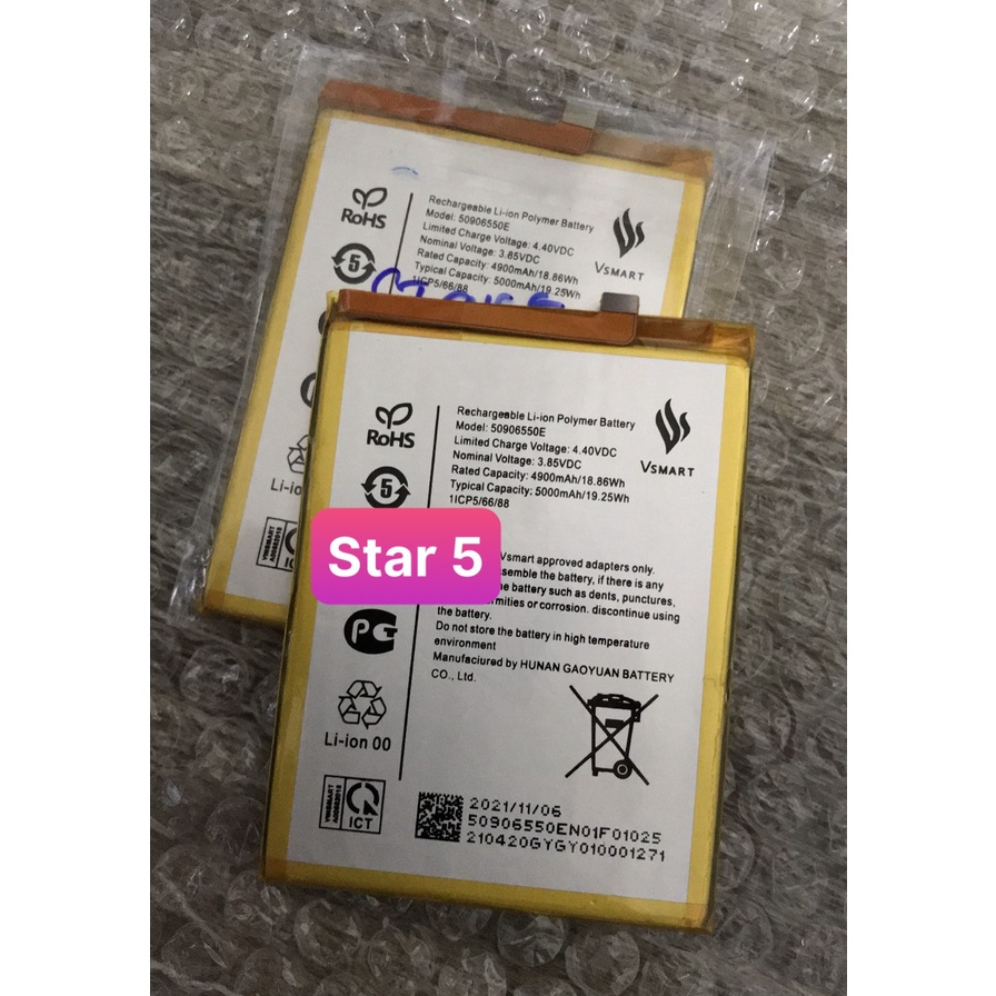 Pin Vsmart Star 5 mã 50906550E dung lượng 4920mAh bao test bảo hành đổi trả