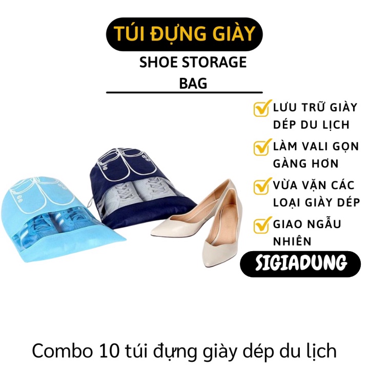 [SGD] Túi Đựng Giày - Combo 10 Túi Bảo Quản Giày Dép Có Dây Rút Chống Bụi Bẩn 4417