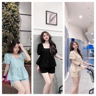Sỉ = lẻ sét đũi cổ vuông tay bồng đũi xước nhật