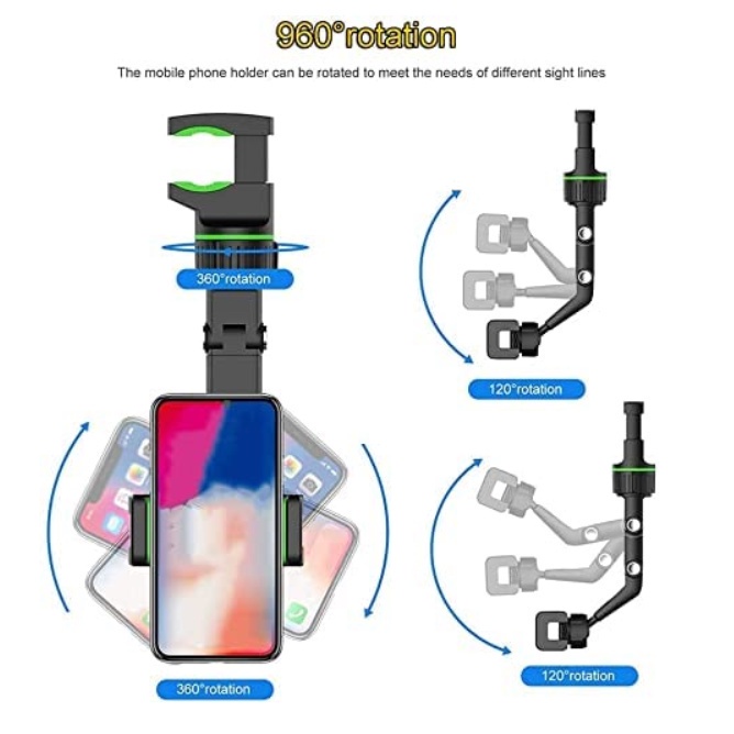 Giá Đỡ Điện Thoại / Thiết Bị Định Vị GPS Xoay 360 Độ Gắn Kính Chiếu Hậu Xe Hơi