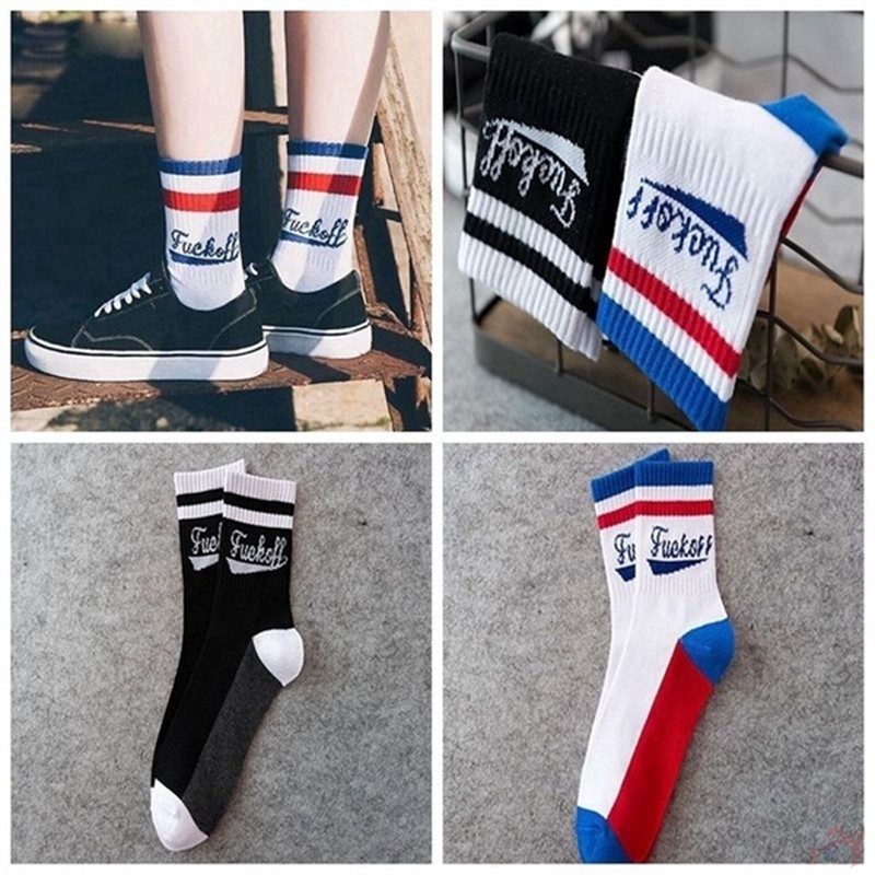 Vớ cotton in chữ thời trang unisex