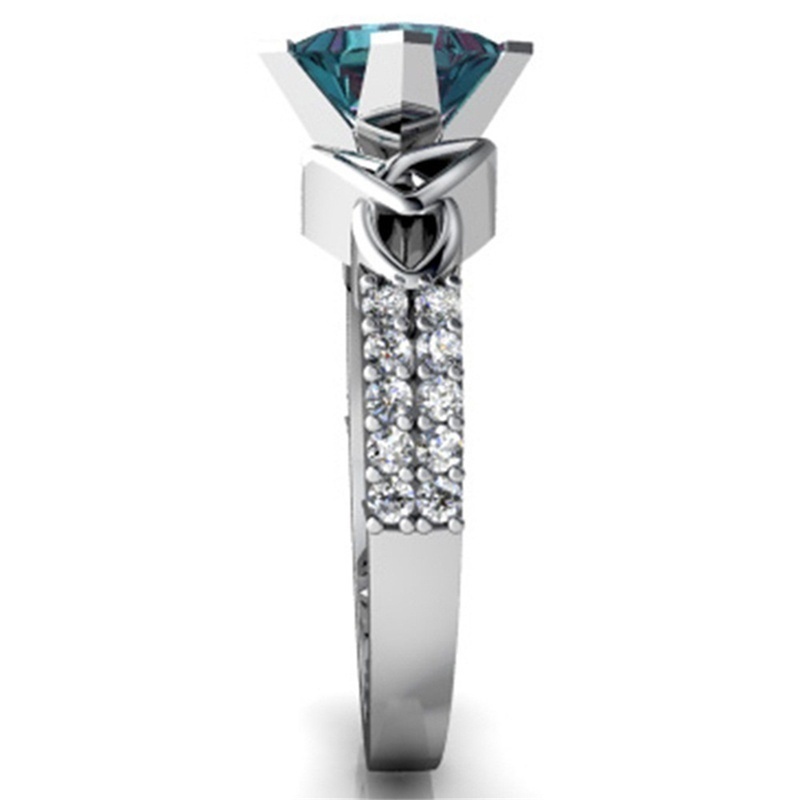 Nhẫn Mạ Bạc 925 Đính Đá Màu Cầu Vồng Thời Trang Cho Nữ