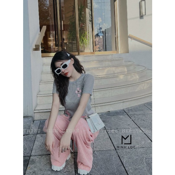 Áo len dệt kim mỏng tag logo chữ thập
