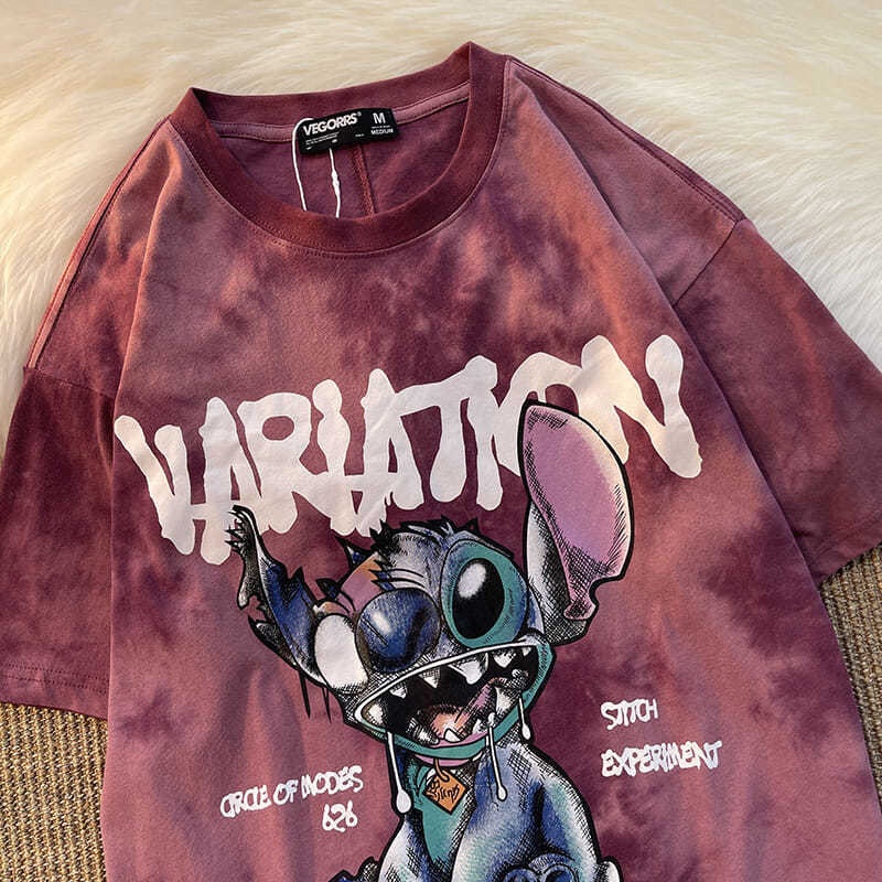 Áo Thun Tay Ngắn In Họa Tiết Hoạt Hình Màu Gradient Thời Trang Mùa Hè Cho Nam Và Nữ