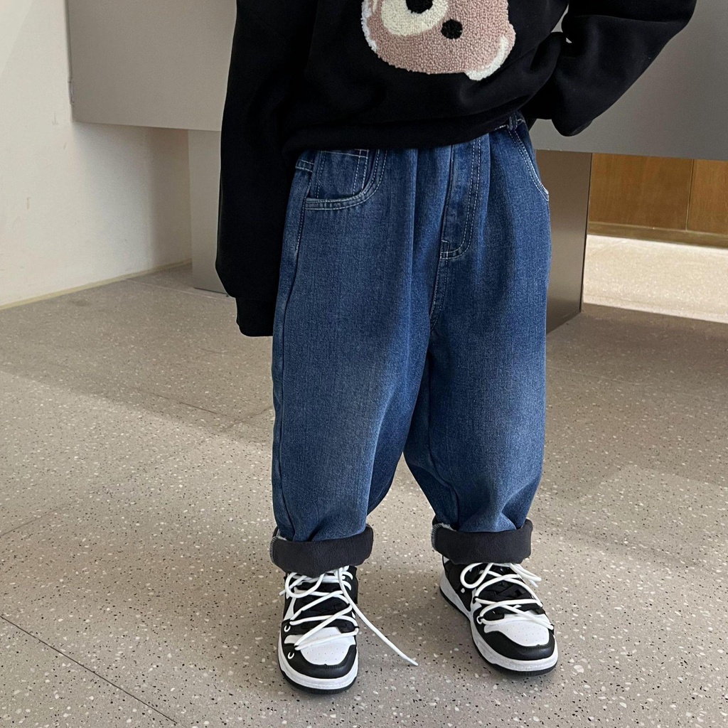 Quần jean lót lông cho bé QB508 sz 90-140, quần cho bé mùa đông dày dặn, ấm áp thu đông 2022