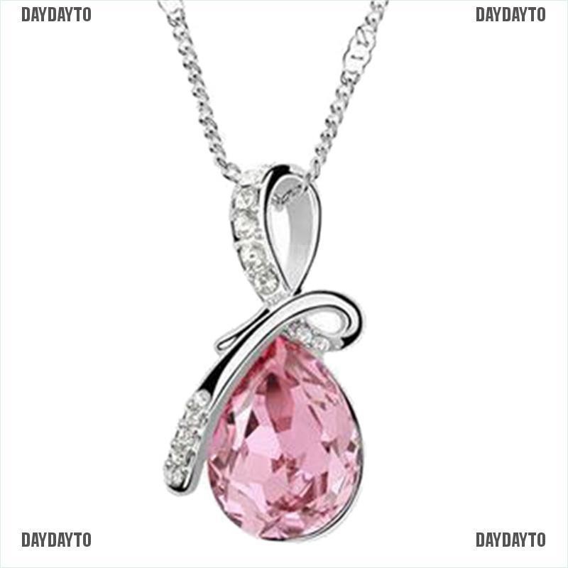 Vòng cổ Mặt Đá Zircon Hình Giọt Nước Màu Xanh Dương Thời Trang