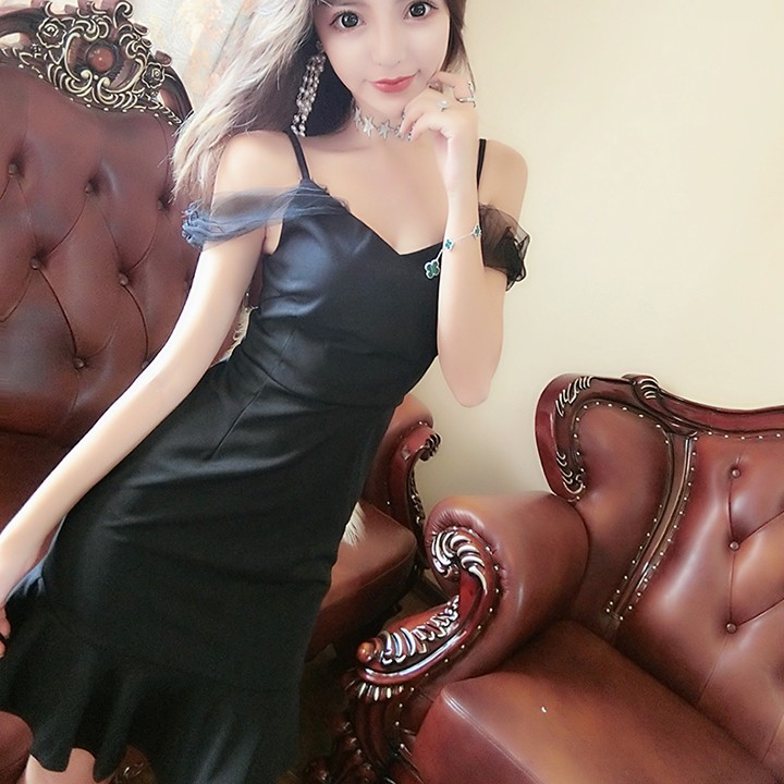 Váy Nữ Xòe Hai Dây Crop Ngực Chiết Eo Phối Ren Hai Vai Bánh Bèo Đáng Yêu Chất Vải Cotton Dày Dặn