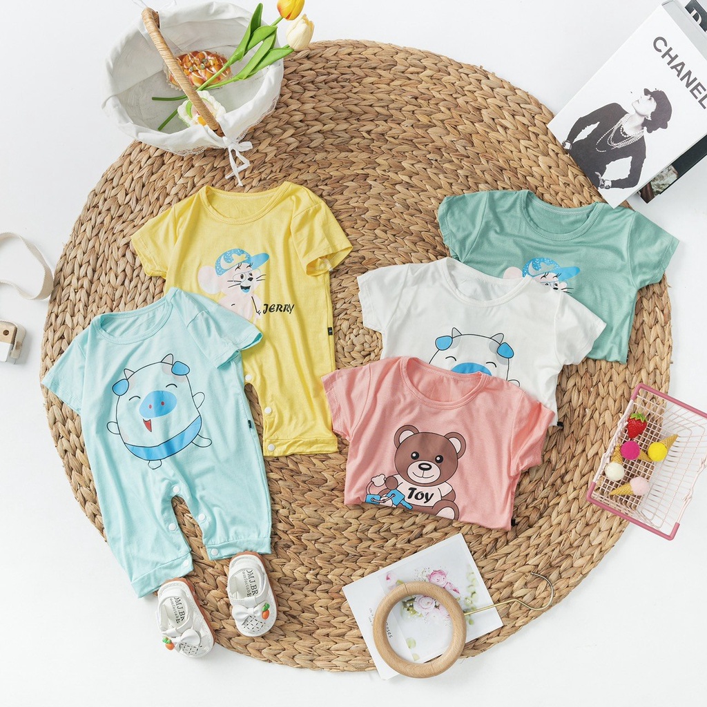 Bộ body suit bé trai bé gái, bộ đồ liền thân cho bé chất cotton mềm mịn thấm hút 3-10kg