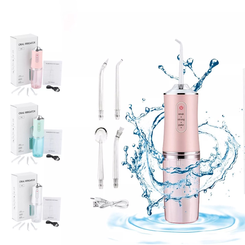 Tăm Nước Oral Irrigator Cầm Tay- Máy Tăm Nước Vệ Sinh Răng Miệng Cao Cấp - Máy Tăm Nước 4 Đầu Chuyên Dụng Làm Sạch Sâu