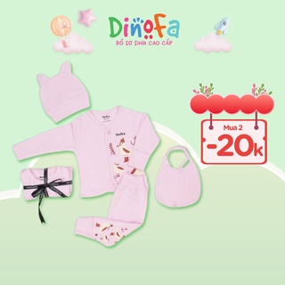 Bộ quần áo sơ sinh đồ bộ bé trai bé gái cotton dài tay, cúc thẳng, Set 4 món cho trẻ sơ sinh 0-3m, họa tiết con cò_B05