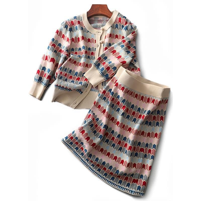 Set váy len hoạ tiết