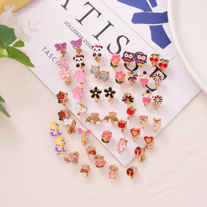 Set 24 Đôi Bông Tai Hình Hoa / Trái Tim Thời Trang Cho Tuổi Teen