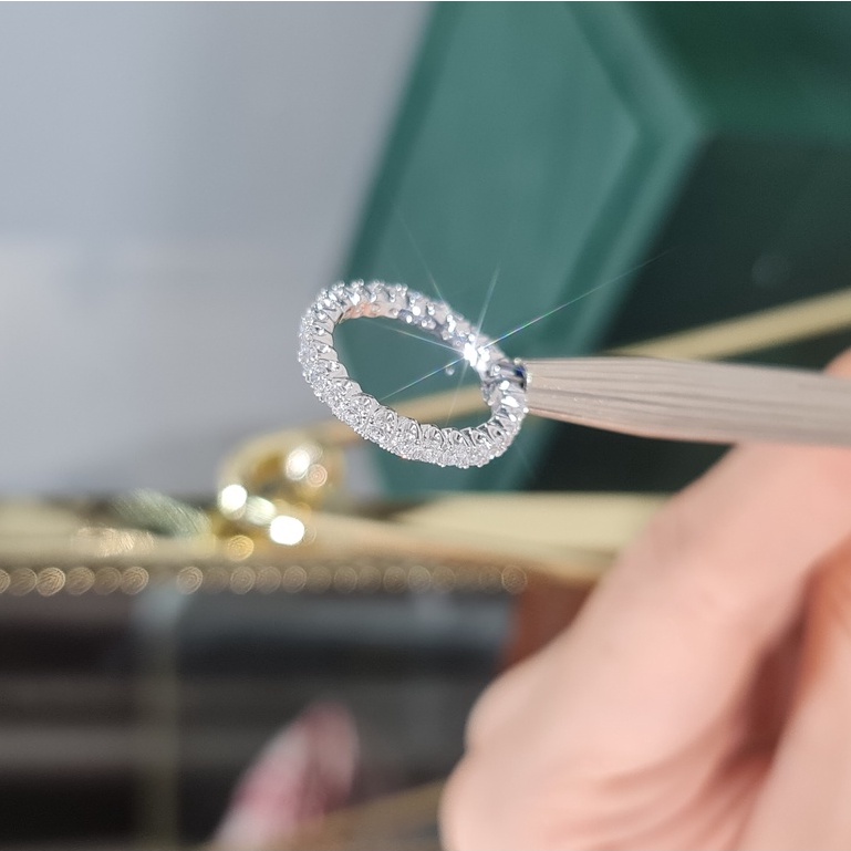 Nhẫn bạc Ý 925 nữ MiASJ N206 bản mỏng đính đá sang trọng, nhẹ nhàng