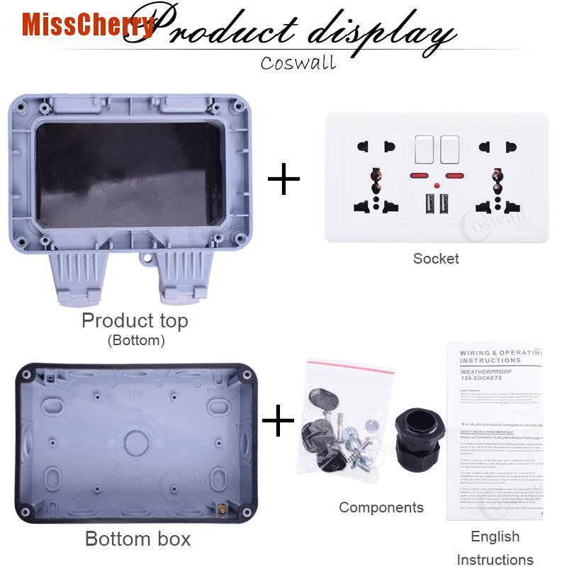 Ổ Cắm Điện Ngoài Trời 13a Ip66 Phích Cắm Us & Eu & Uk & Au Chống Nước