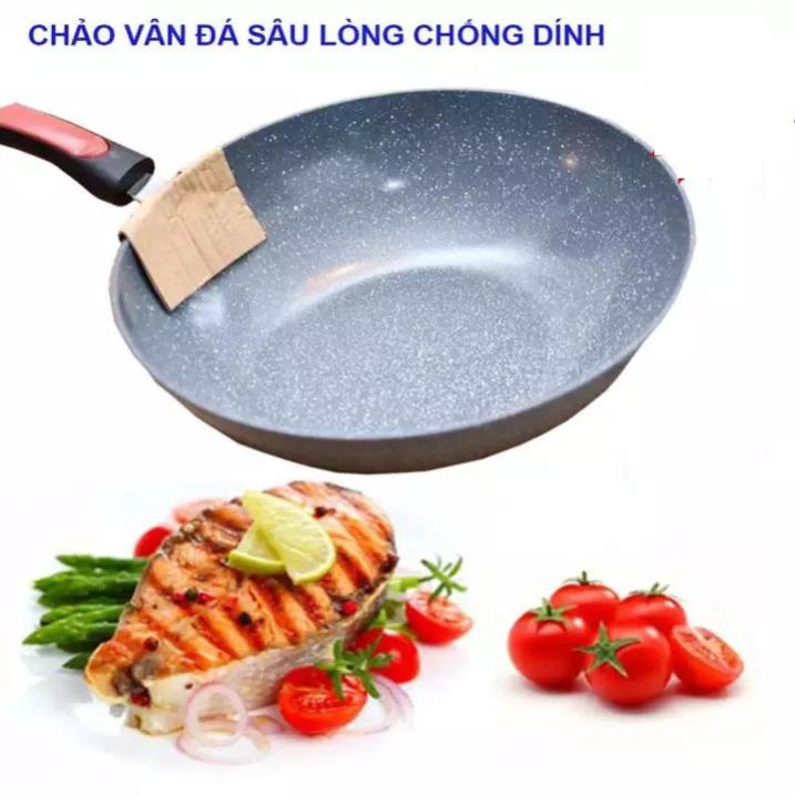 Chảo đá CERAMIC sâu lòng 32cm dùng được cả bếp từ tiện lợi