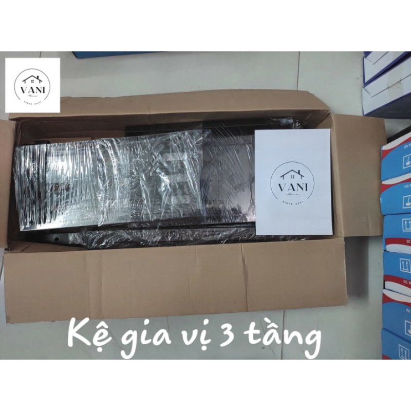 Kệ gia vị inox 3 tầng phun sơn tĩnh điện - Kệ để đồ nhà bếp 3 tầng đa năng đầy đủ phụ kiện