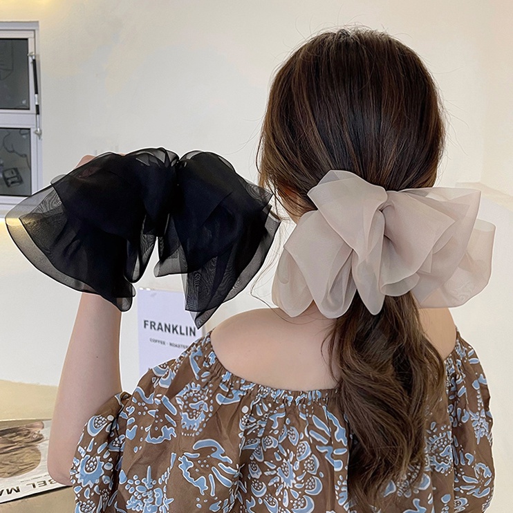 Kẹp Tóc Chiffon Đính Nơ Nhiều Màu Thời Trang Cho Nữ