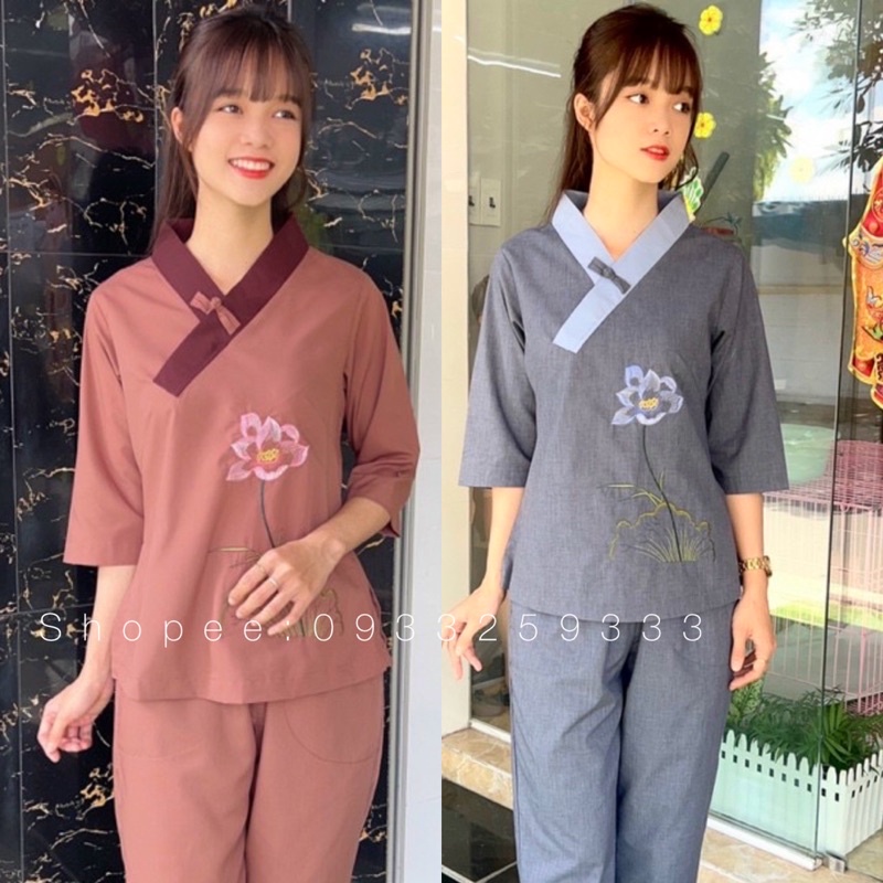 Đồ Lam Đi Chùa # Một Nút Hoa Thêu