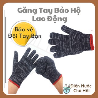 Găng Tay Bảo Hộ Lao Động Bằng Cotton Màu Xám Đen Điện Nước Chú Hội