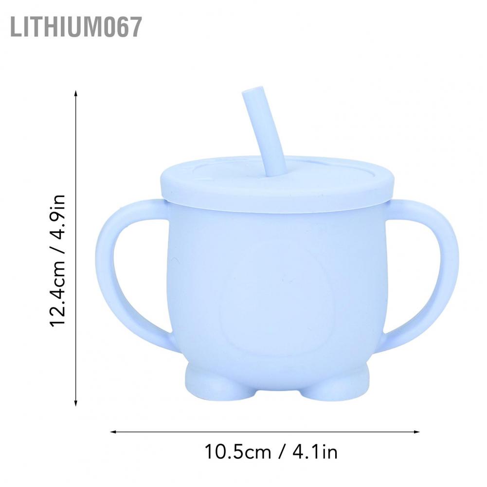 Lithium067 Lithium067 Cốc silicon Sippy Hút dễ dàng Chống tràn Thực phẩm Cấp silicone chống trượt Tay cầm cho trẻ mới biết đi với ống hút gia đình