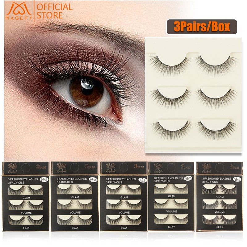Lông mi giả MAGEFY Natural Mink 3D 3 cặp Có thể tái sử dụng